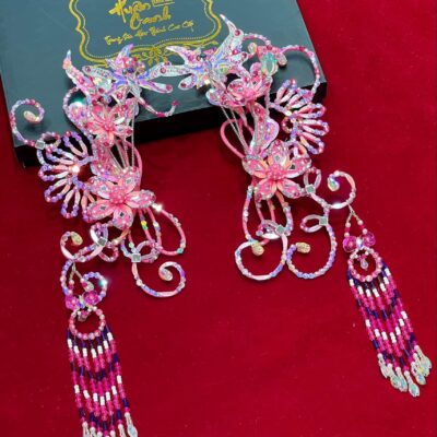 Đôi Cài Tóc Dáng Rủ Cao Cấp Màu Hồng