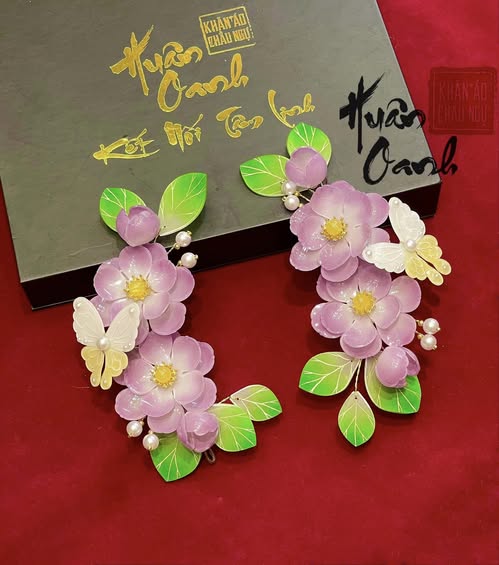 Đôi Cài Tóc Hoa Đào/Mai và Bướm Đôi Cài Tóc Hoa Đào/Mai và Bướm