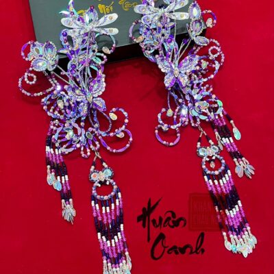 Đôi Cài Tóc Dáng Rủ Cao Cấp Màu Tím