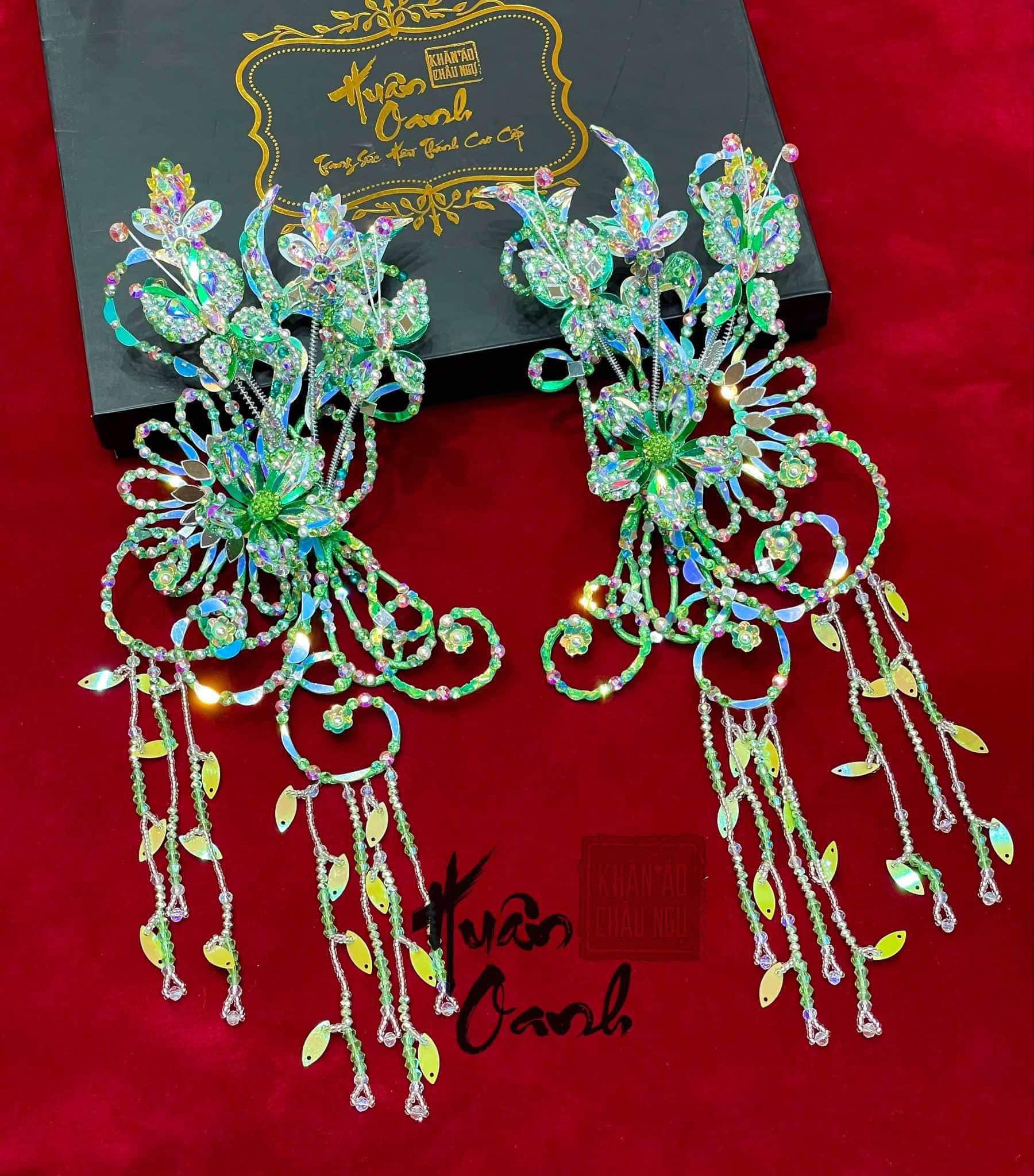 Đôi Cài Tóc Lá Rủ Cao Cấp Màu Xanh Đôi Cài Tóc Lá Rủ Cao Cấp Màu Xanh